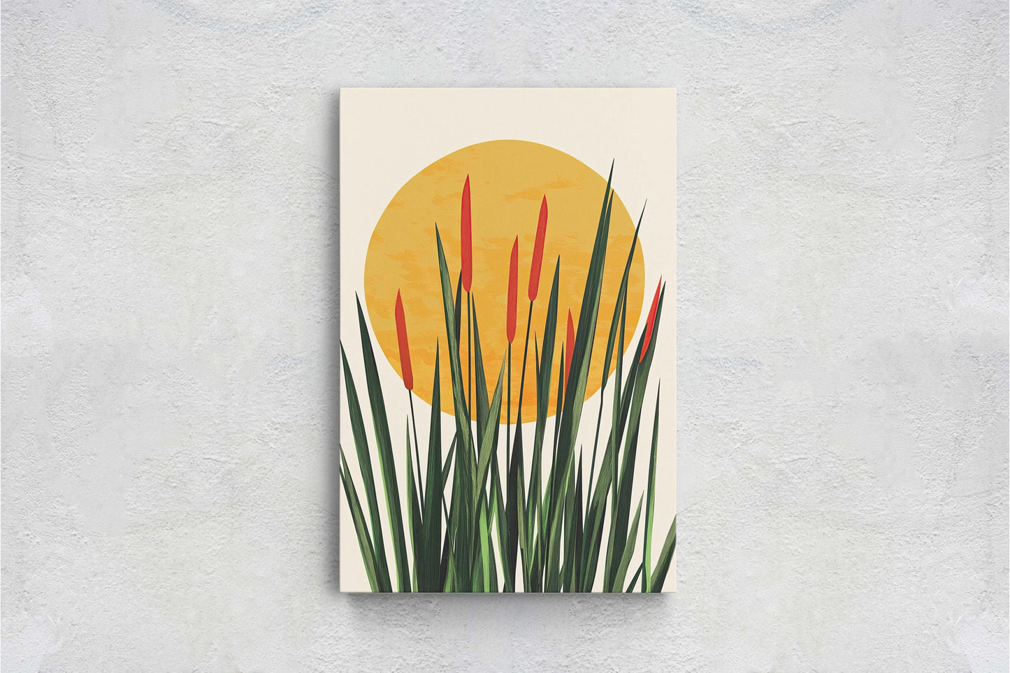 Afternoon Cat Tails, Summer Grass, Living Room Art