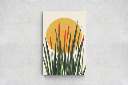 Afternoon Cat Tails, Summer Grass, Living Room Art