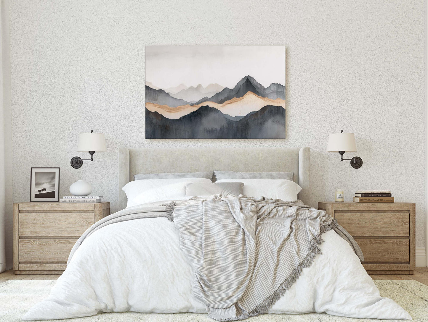 Foggy Mountain Art, Misty Mountains, Nature Painting, Contemporary Art