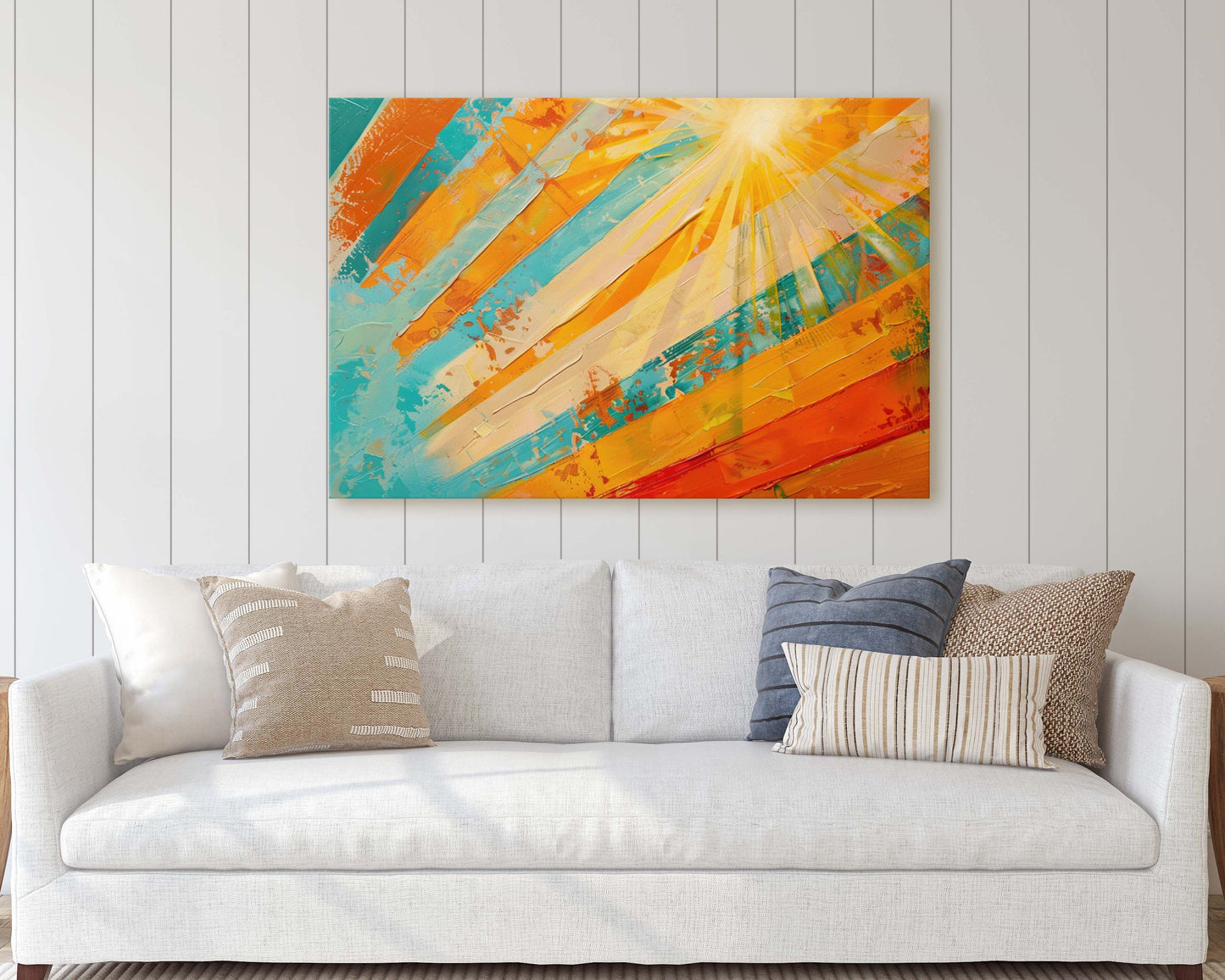 Sunburst, Starburst, Abstract Color, Color Theory, Modern Art, Contemporary, Framed Canvas, Statement Piece, Large Art Print, Rainbow Vivid