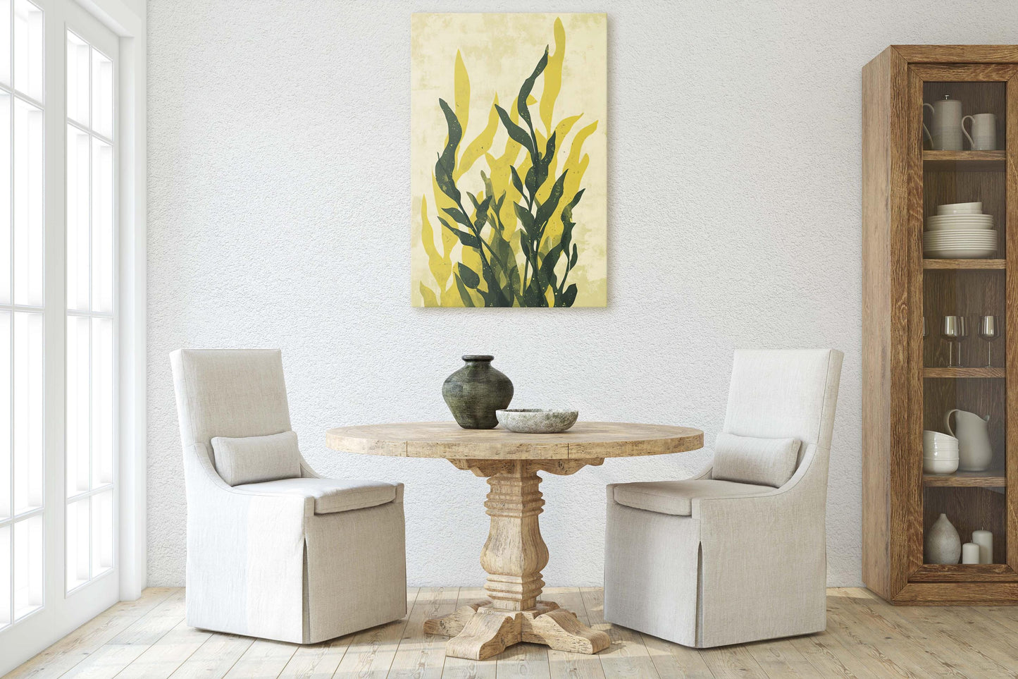 Modern Seaweed Art, Contemporary Plant, Green Botanical