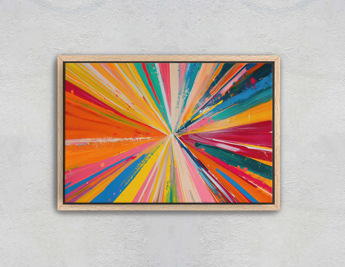 Abstract Color, Color Theory, Starburst, Sunburst, Modern Art, Contemporary, Framed Canvas, Statement Piece, Large Art Print, Rainbow Vivid