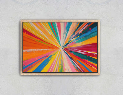 Abstract Color, Color Theory, Starburst, Sunburst, Modern Art, Contemporary, Framed Canvas, Statement Piece, Large Art Print, Rainbow Vivid