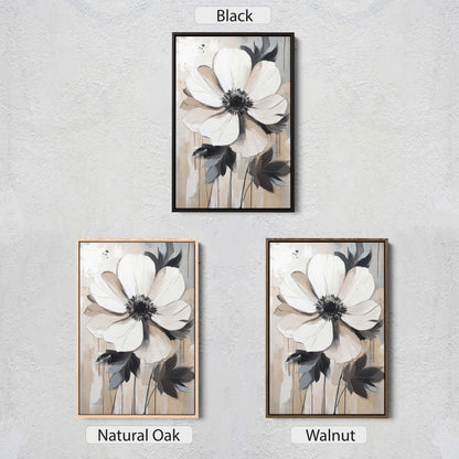 Modern Flower, Contemporary Art, Flower Painting, Black White Beige