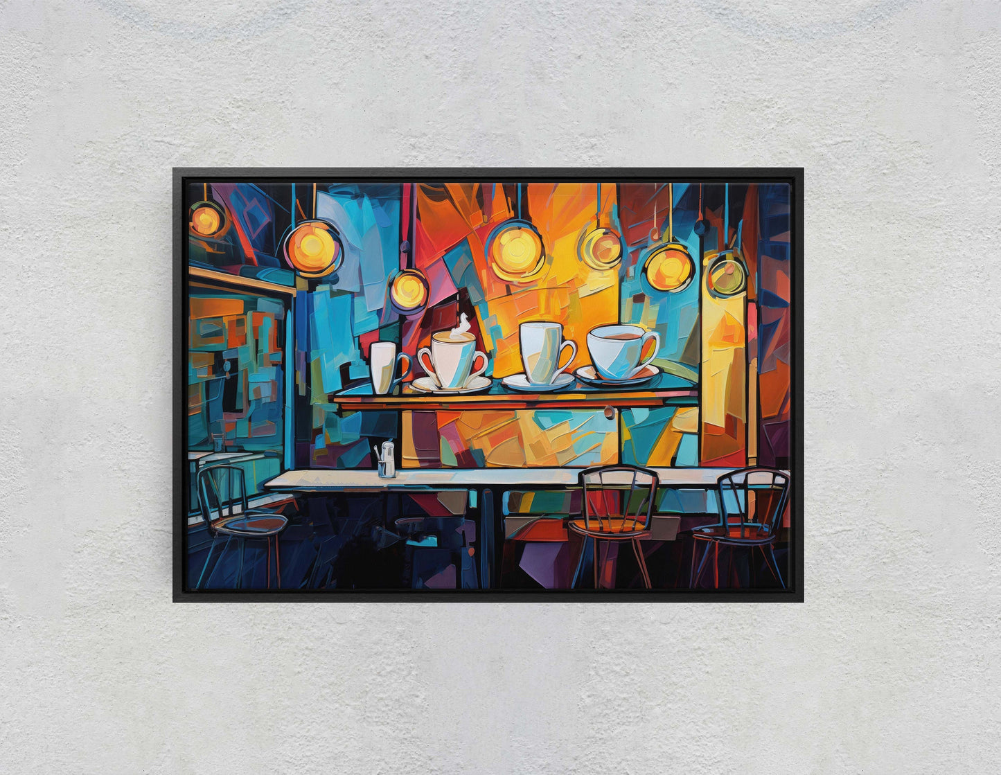 Coffee Shop Art, Coffee Art, Latte Painting, Pop Art, Modern Contemporary, Colorful Vivid, Abstract, Framed Canvas, Large Art print