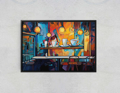 Coffee Shop Art, Coffee Art, Latte Painting, Pop Art, Modern Contemporary, Colorful Vivid, Abstract, Framed Canvas, Large Art print