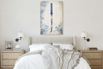 Blue Willow Katana, Samurai Sword, Vintage Art, chinoiserie Design
