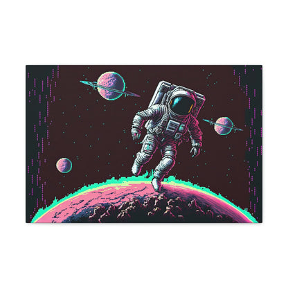 Astronaut Pixel Art | Synthwave Canvas Art Ready To Hang