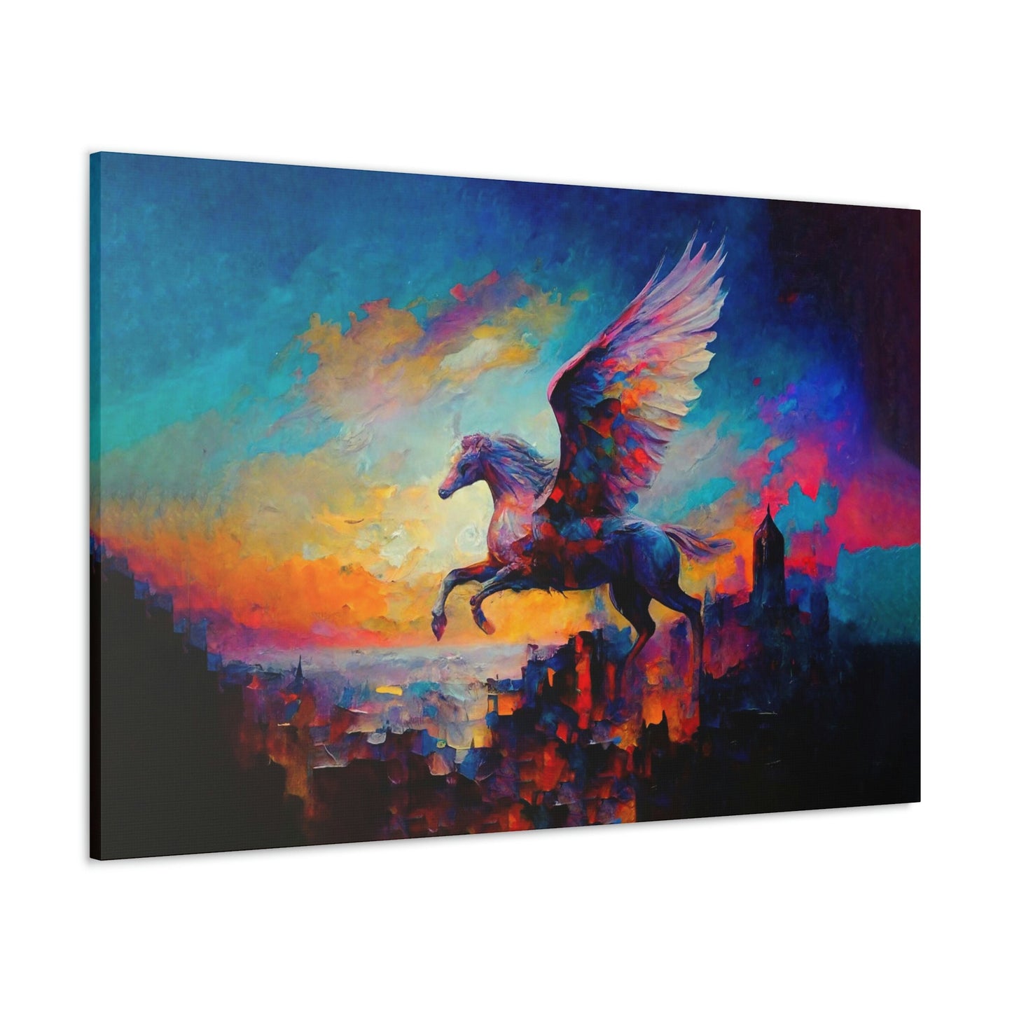 Pegasus Flying Colorful Canvas Art Ready To Hang | Fantasy | Mythology