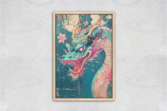 Vintage Japanese Dragon, ukiyo-e Print, Japanese Art, Vintage Retro
