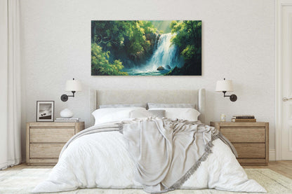 Waterfall Painting, Forest Waterfall, Nature Painting