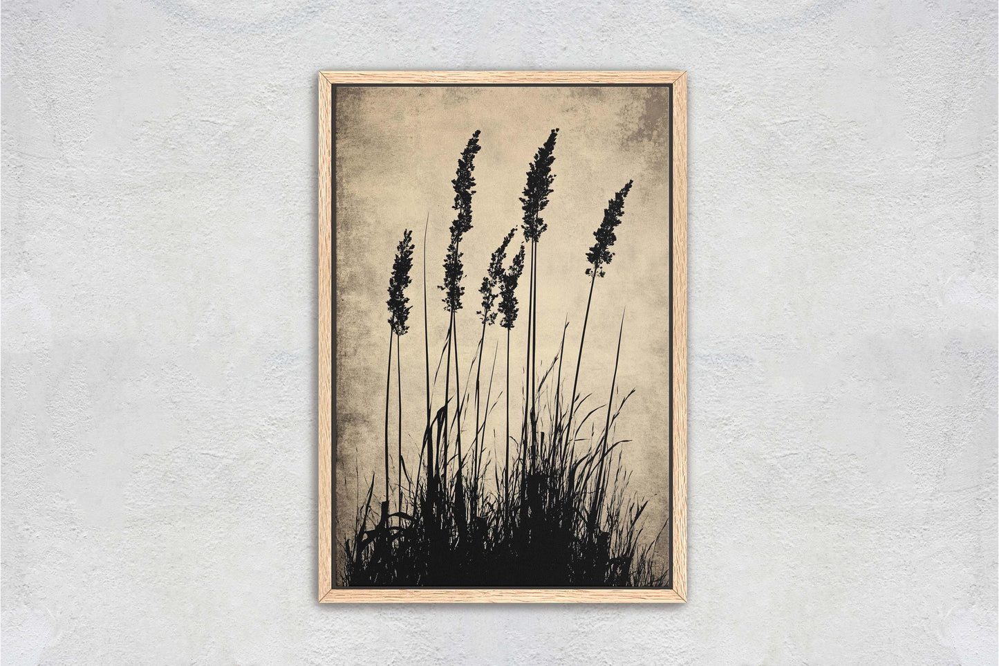 Wildgrass Painting, Silhouette Art, Black and White, Tall Grass