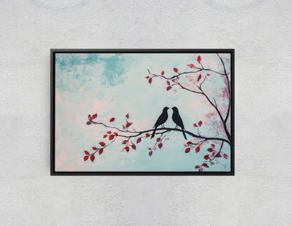 Lover birds, Bird Print, Pastel Colors, Contemporary Print, Blue Pink