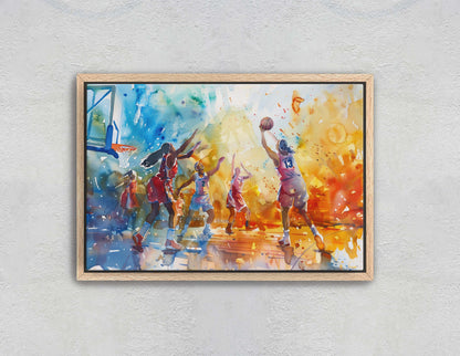 Women's Basketball, Girls Basketball, Colorful sports, Woman Sports, Large Art Print, Framed Canvas, Girls Room, Kids room, Athlete