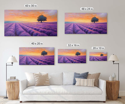 Lavender Fields, Sunset Lavender Painting, Wildflower Painting
