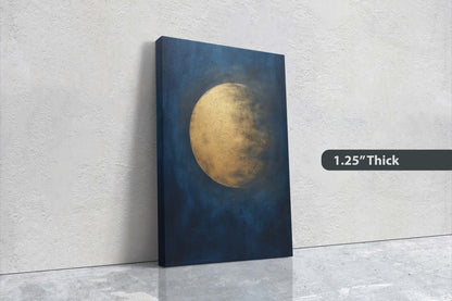 Gold Moon on Indigo, Moon Painting, Minimalist Art, Circle Indigo, Maximalist Art, Contemporary Decor, Celestial Art, Space Decor, Night Sky