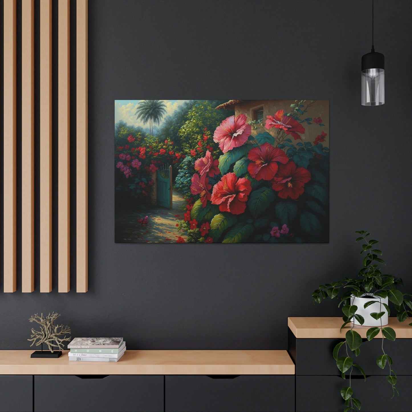 Hibiscus Flowers Canvas Art Ready To Hang Large Print, Oil Painting, Landscape, Natural Beauty, Colorful