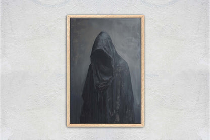 Figure of Death, Dark Robed Figure, Creepy Painting, Gothic Art, Dark Academia, Victorian Art