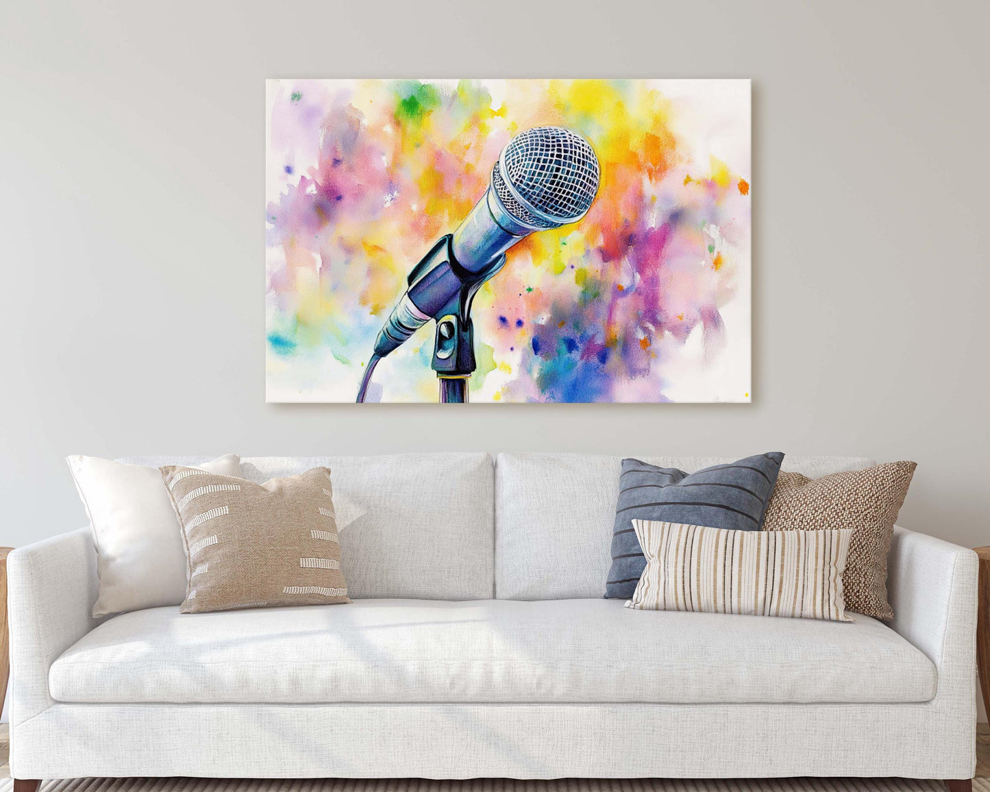 Microphone Art, Watercolor Mic, Gift for Singer