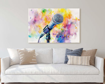 Microphone Art, Watercolor Mic, Gift for Singer