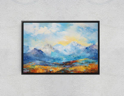 Abstract Mountains, Impressionist Art, Mountain Landscape, Scenic Decor, Painting Print, Framed Canvas, Large Art Print