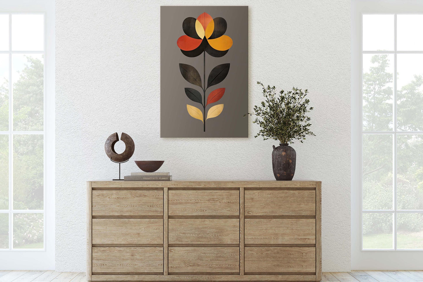 Modern Floral Decor, Contemporary Art, Simple Clean, Abstract Art