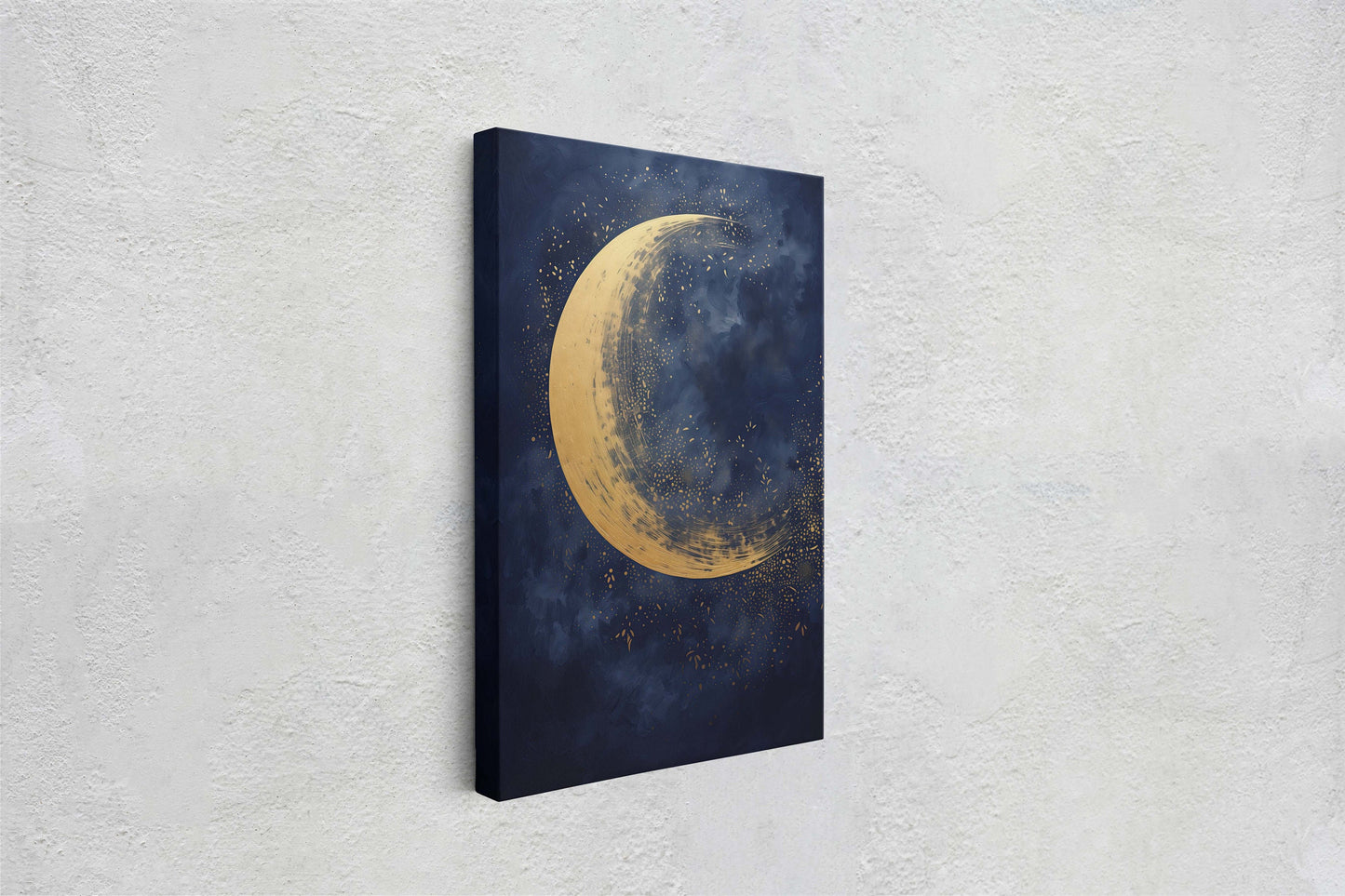 Gold Moon on Indigo, Moon Painting, Minimalist Art, Circle Indigo, Maximalist Art, Contemporary Decor, Celestial Art, Space Decor, Night Sky