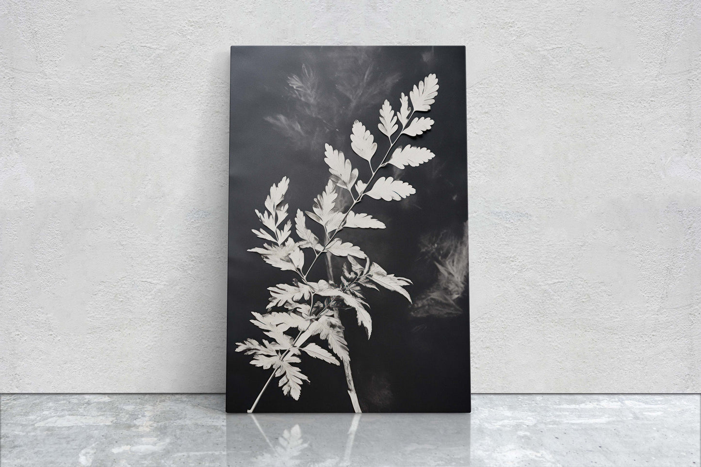 Black and White Floral, Botanical Art, Wildflower Decor, Farmhouse Print, Modern Art, Large Print, Framed Canvas