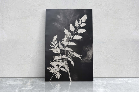 Black and White Floral, Botanical Art, Wildflower Decor, Farmhouse Print, Modern Art, Large Print, Framed Canvas