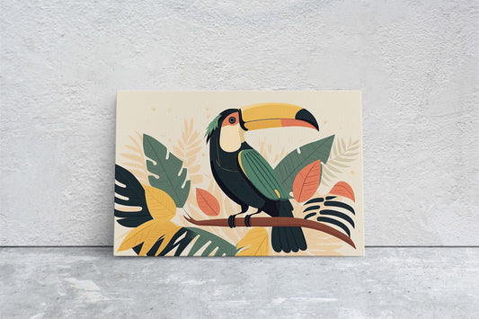Toucan Boho Minimalist, Bird Art Deco, Mid Century Modern, Canvas Art Large Print,Painting, Landscape, Botanical Tropical
