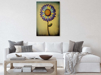 Sunflower, Abstract, Pointillism, Flower Decor, Large Print, Ready To hang, Farmhouse, Farm, Vertical Print, Modern Art, Contemporary