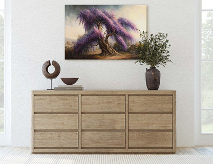 Wisteria Landscape, Purple Tree, Canvas Art print, Large Art, Ready to Hand, Landscape Painting, Lilac Painting, Japanese Wisteria, Chinese