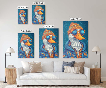 Hipster Duck, Pop Art, Modern Decor, Street Art, Framed Print, Animal Art, Unique Art, Animal Sunglasses, Kids Room, Boys Room