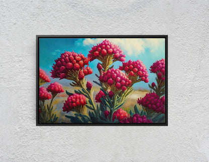Cockscomb ,Red Wildflowers, Pink Flowers, Celosia Flowers, Ready To Hang, Large Print, Landscape Painting