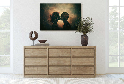 Couple Kissing, Loving Celestial, Sensual Decor, Lovers, Love, Romance Art, Intimate Partners, Canvas Art Print, Ready to Hang