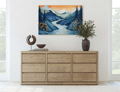 Snowy Mountain on Canvas, Subdued Color, Mountain Spring, Landscape, Neutral Tones, Ready to Hang, Large Print, Colorado Mountain, Minimal
