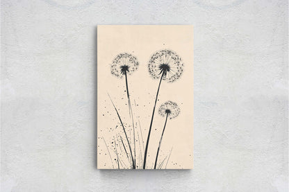 Minimalist Dandelion, Dandelion Print, Black and White, Cream, Neutral Colors