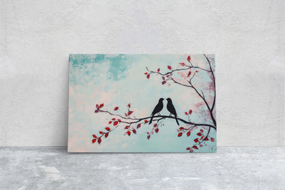 Lover birds, Bird Print, Pastel Colors, Contemporary Print, Blue Pink