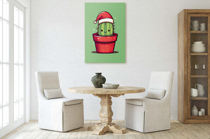 Christmas Cactus, Cute Cactus, Cute Christmas Decor, Illustration, Southwester, Chibi Style, Cartoon Cactus