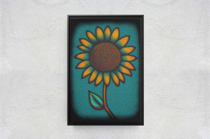 Sunflower, Abstract, Pointillism, Flower Decor, Large Print, Ready To hang, Farmhouse, Farm, Vertical Print, Modern Art, Contemporary