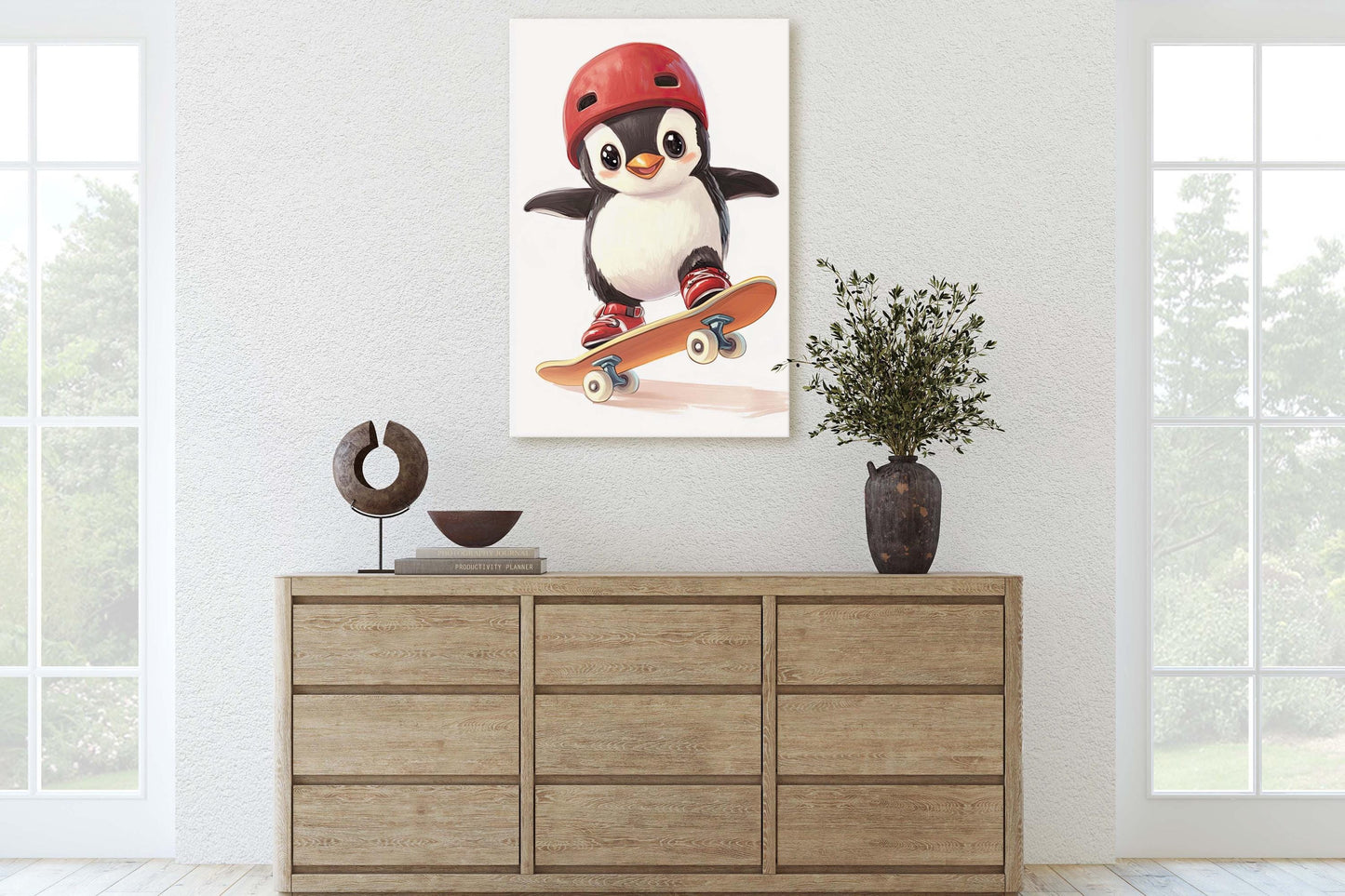 Penguin Skateboard, Kids Room, Boys Room, Girls Room, Play Room