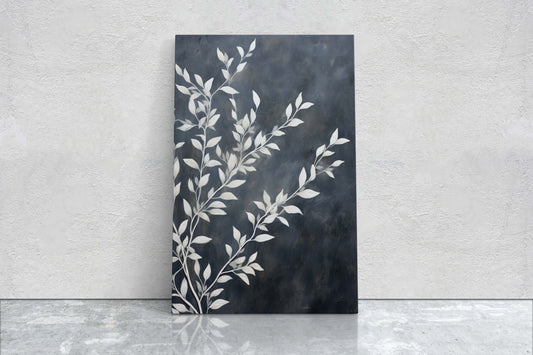Black and White Floral, Botanical Art, Wildflower Decor, Farmhouse Print, Modern Art, Large Print, Framed Canvas