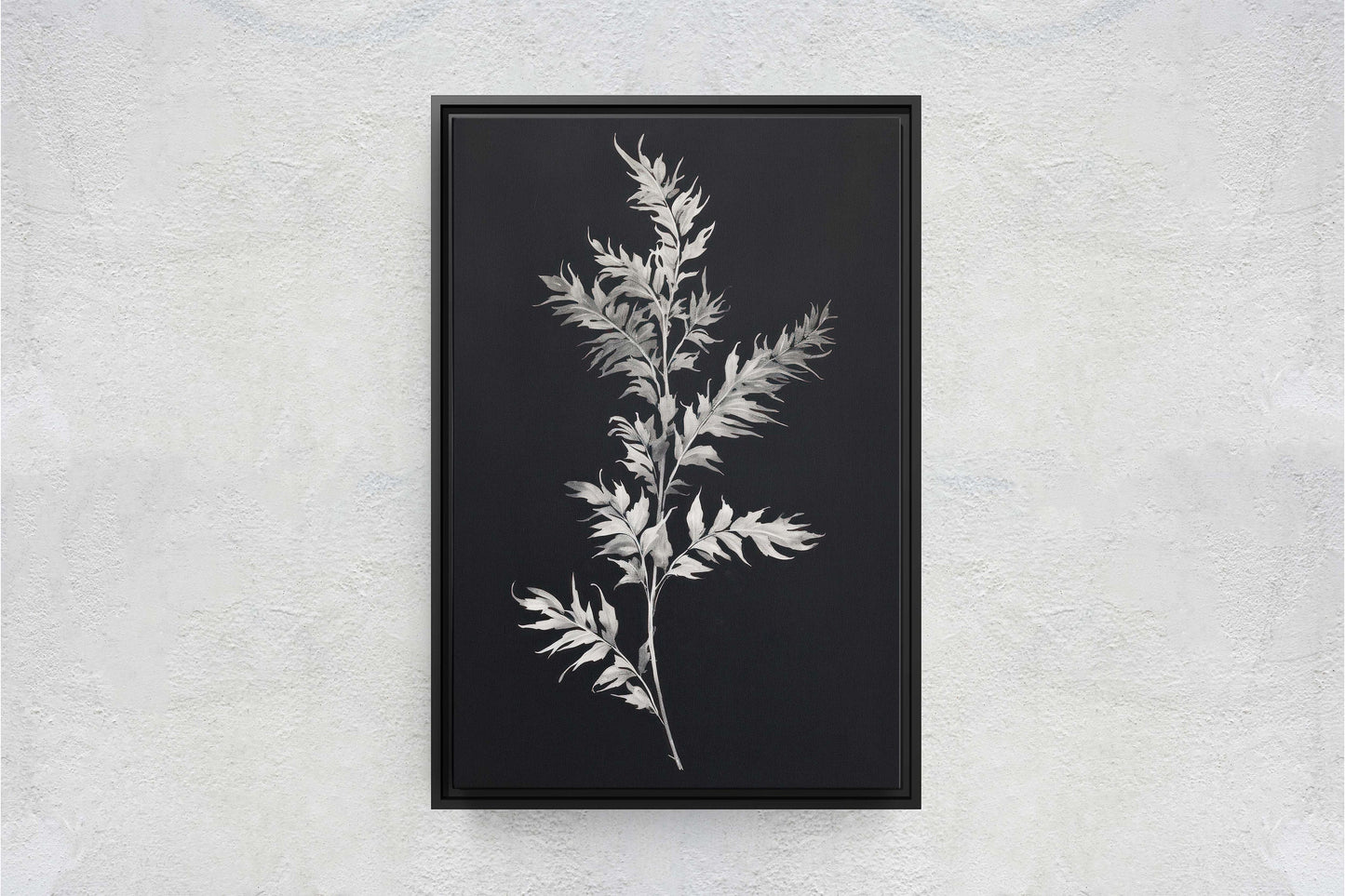 Black and White Floral, Botanical Art, Wildflower Decor, Farmhouse Print, Modern Art, Large Print, Framed Canvas