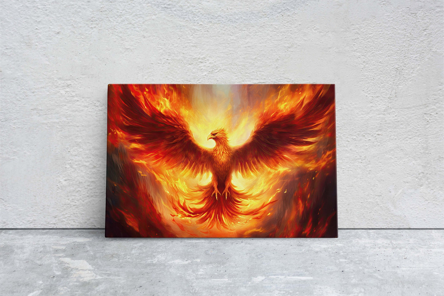 Phoenix Fire Bird, Flaming Bird, Mythology Animal, Mythological, Large Canvas Print, Ready to Hang, Fantasy Creature, Game Room, Man Cave