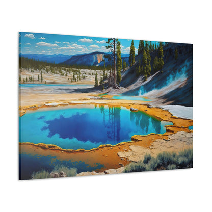 Yosemite National Park Canvas Art Ready To Hang Large Print, Oil Painting, Bright, Blue, Water