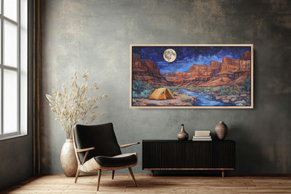 Grand Canyon Canvas, Camping Night, Moon Canyon