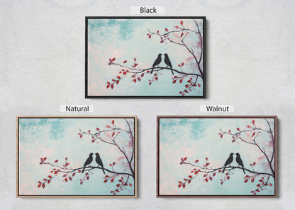 Lover birds, Bird Print, Pastel Colors, Contemporary Print, Blue Pink