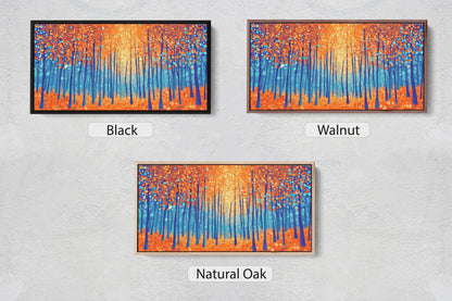 Pointillism Autumn, Fall on Canvas, Abstract Aspen Trees, Framed Canvas