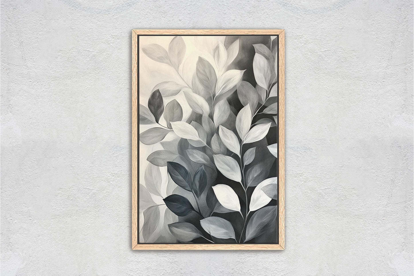 Black White Leaves, Leaf Painting, Contemporary Art
