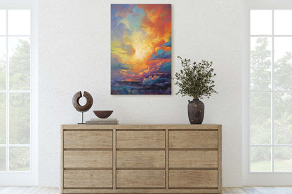 Colorful Sky, Vibrant clouds, Bold color, Abstract Nature, Framed Canvas, Vertical Print, Sunrise Landscape, Sunset Clouds, Cloudy View